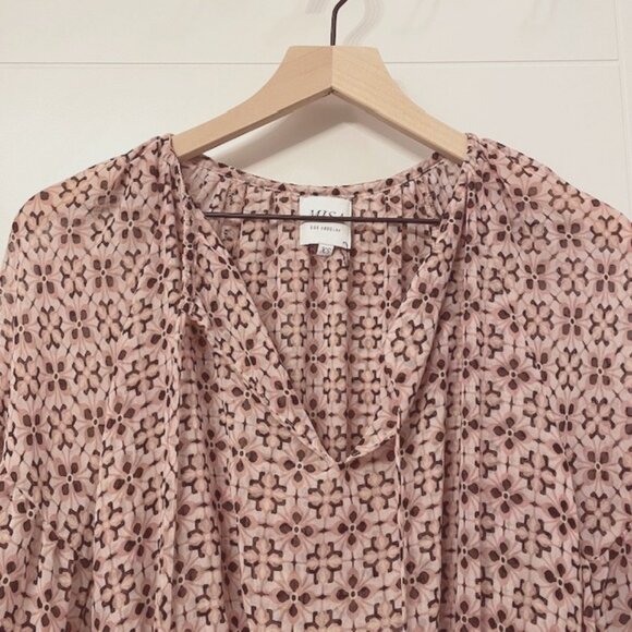 NWOT Misa Pink Tile Print Pullover Mini Dress Smocked Waist Size XS - Picture 3 of 12